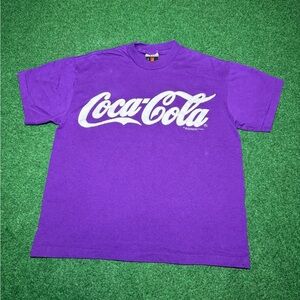 Vintage Coca Cola Spell Out Purple Coke Small 19x24 Retro Soda Pop Promo T Shirt